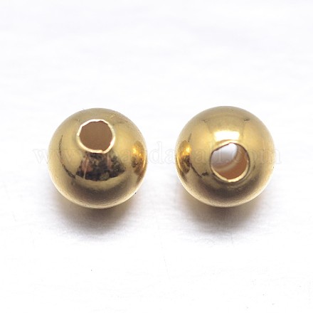 Vraies perles d'espacement rondes en argent sterling plaqué 18k or véritable X-STER-M103-04-4mm-G-1