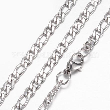 304 Stainless Steel Figaro Chain Necklaces STAS-G083-09P-1
