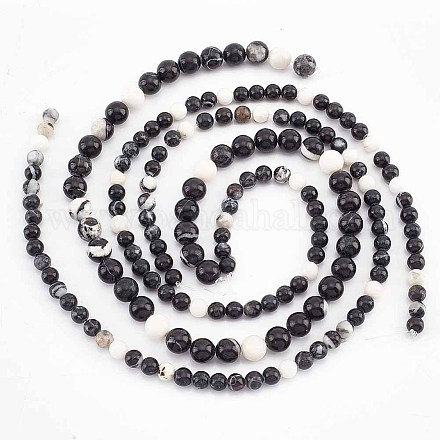 Olycraft environ 177 pièce de perles de jaspe zèbre noir et blanc de 6 mm et 8 mm G-OC0003-48-1