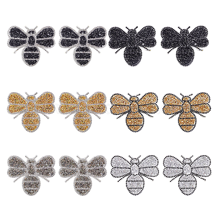 Fingerinspire 12 pièces cristaux abeille patchs fer sur vêtements patchs strass appliques patchs pour vêtements DIY-FG0001-38-1