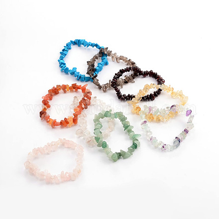 Puces bracelets extensibles en perles naturelles et synthétiques BJEW-JB01826-1