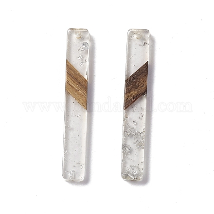 Grandes colgantes de resina transparente y madera de nogal RESI-M027-11E-1
