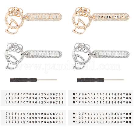 CHGCRAFT 4 Sets 2 Colors DIY Numeral Charm Keychain Making Kit DIY-CA0004-48-1