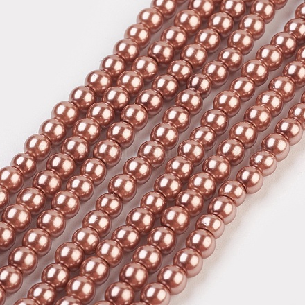 Umweltfreundliche runde Perlenstränge aus gefärbtem Glasperlen HY-A002-4mm-RB095-1