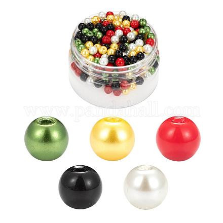 300 stücke 5 farben weihnachtsthema backen gemalte glasperle runde perlen HY-FS0001-02-1