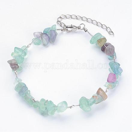Puces fluorite naturelles anklets AJEW-AN00180-03-1