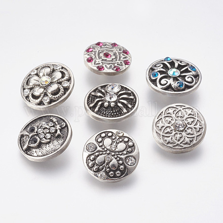 Mixed Flat Round Zinc Alloy Enamel Jewelry Snap Buttons SNAP-N010-05-NR-1
