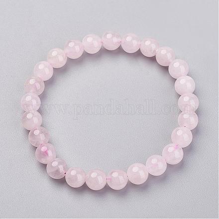 Pulseras elásticas naturales de cuarzo rosa G-N0272-01-1