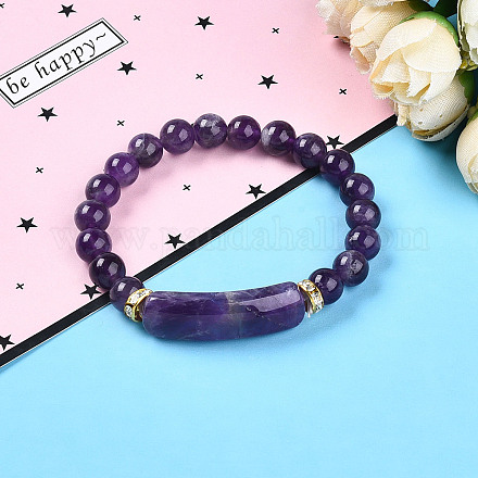 Природные аметист бисер растянуть браслеты BJEW-T022-04G-1