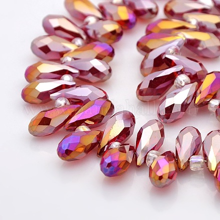 Faceted Teardrop Electroplate Glass Pendants Beads Strands GLAA-A023B-AB03-1