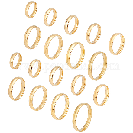 Unicraftale 18 pièces 9 tailles en acier inoxydable plaine bague bague dorée empilable bague bague hypoallergénique mariage classique anneau pour la fabrication de bijoux RJEW-DC0001-10-1