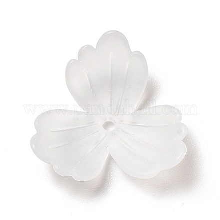 透明なアクリルビーズキャップ  3花びら  艶消し  花  ホワイト  22x22x5.5mm  穴：1.8mm  約925個/500g MACR-J122-05-1