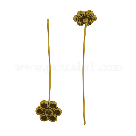 Supports broches pour cabochon alliage de style tibétain TIBE-13051-AG-NR-1