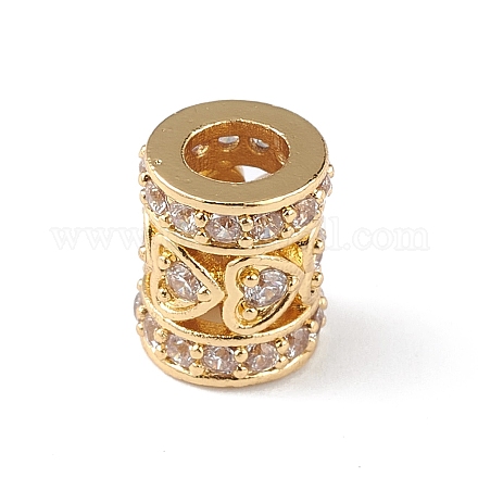 Perlas de estilo europeo de circonio cúbico transparente con micro pavé de latón chapado en estante KK-C019-28G-1