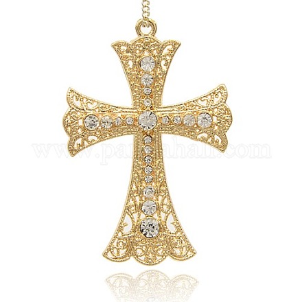 Placcato dorato croce lega grandi ciondoli ALRI-J026-01G-1