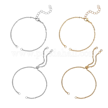 4 pièces 4 styles réglables 304 bracelets coulissants en acier inoxydable/bracelets bolo fabrication AJEW-SZ0001-44-1