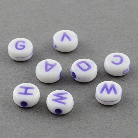 Perles de lettre à trou horizontal en acrylique solide SACR-S179-09-1