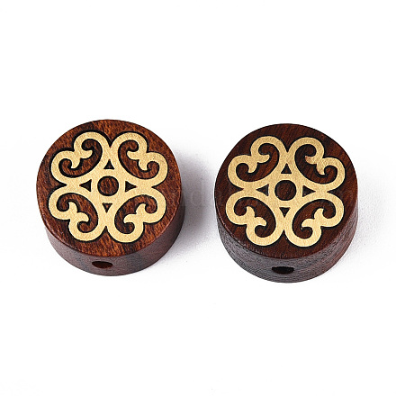 Натуральные сандаловые бусины и латунные бусины WOOD-T032-33B-1