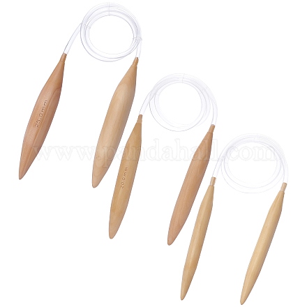 Nbeads 3pcs3スタイル円形竹編み針  ポリ塩化ビニールのプラスチックのパーツで  機織りニットキット  バリーウッド  800~900mm  1個/スタイル TOOL-NB0001-94-1