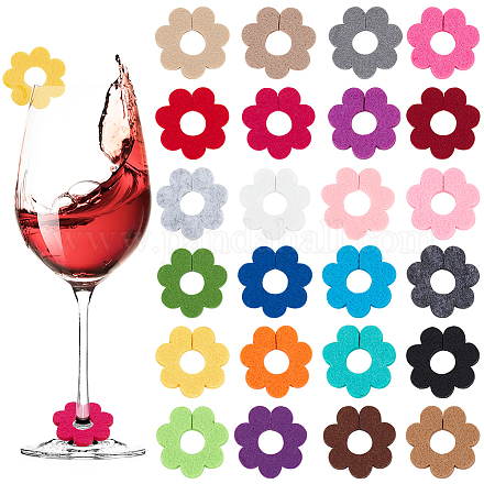BENECREAT 24Pcs 24 Colors Felt Wine Glass Charms AJEW-BC0004-21-1
