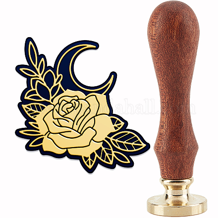 CRASPIRE Rose Wax Seal Stamp Flower Sealing Wax Stamps Retro Vintage Removable Brass Stamp Head with Wood Handle for Wedding Invitations Halloween Christmas Thanksgiving Gift Packing AJEW-WH0192-068-1