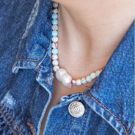 Ожерелья из бисера из латуни и натурального барочного жемчуга Кеши для женщин FS-WG8C333-07-1