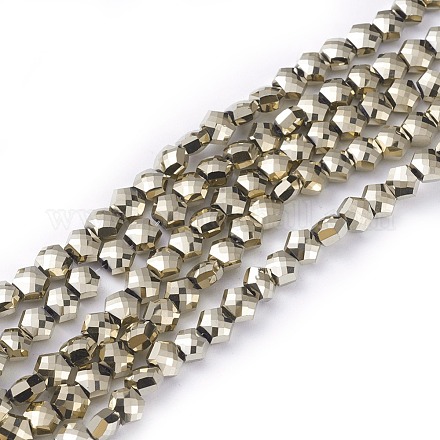 Chapelets de perles en verre électroplaqué EGLA-F143-FP04-1