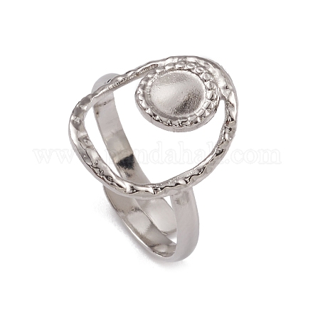 304 Stainless Steel Hollow Oval Cuff Ring Findings RJEW-G285-19P-1