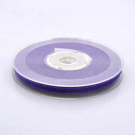 ギフトラッピングとイベントオーナメント用ポリエステルベルベットリボン  青紫色  1/8インチ（4mm）  約100ヤード/ロール（91.44メートル/ロール） SRIB-M001-4mm-465-1