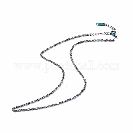 Chapado en iones (ip) 304 collar de cadena de cuerda de acero inoxidable para hombres y mujeres NJEW-K245-010B-1