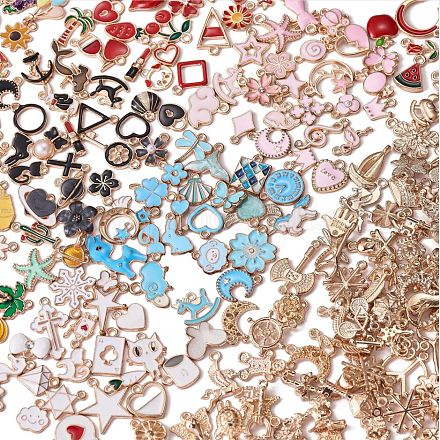 300 pezzi lotti all'ingrosso all'ingrosso creazione di gioielli pendenti con ciondoli forme miste ciondoli smaltati in lega per gioielli collana orecchino fare artigianato JX155A-1