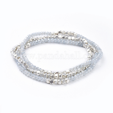Ensembles de bracelet extensible de perles de verre électrolytique BJEW-JB04405-02-1
