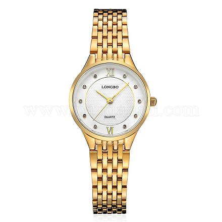 繊細なビジネスのカップルの腕時計  女性用ステンレススチール防水クォーツ腕時計  合金の腕時計ヘッド付き  ホワイト  ゴールドカラー  220x10~19mm WACH-BB19186-04-1