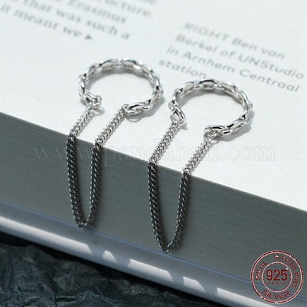 Twist Ring rhodiniert 925 Ohrclips aus Sterlingsilber für Damen EJEW-BB72157-1