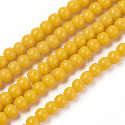 Chapelets de perles en verre opaque de couleur unie GLAA-D080-4mm-13-1