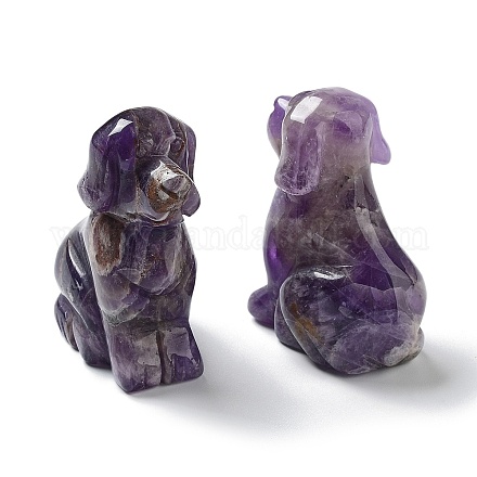 Figuras de perros curativos talladas en amatista natural DJEW-F025-01D-1