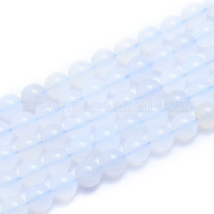 Naturelles bleu perles de calcédoine brins G-K310-C12-8mm-1