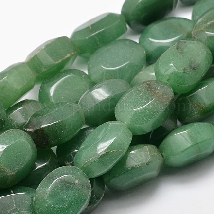 Faceted Oval Natural Green Aventurine Bead Strands G-L294-06-1