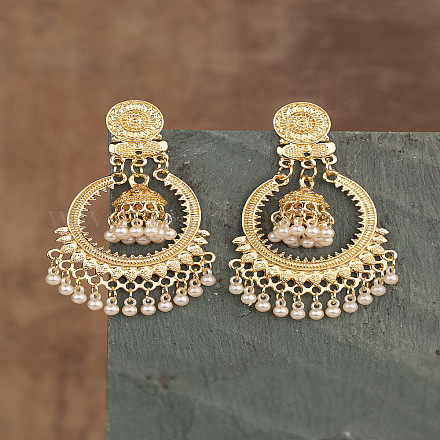 Колокольчик из сплава смолы в богемном стиле с плоскими круглыми серьгами-люстрами FS-WG374F0-04-1