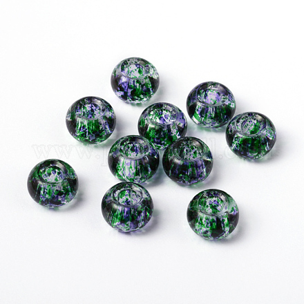 Perles en verre avec trou grand peintes à la bombe  X-DGLA-R017-06-1