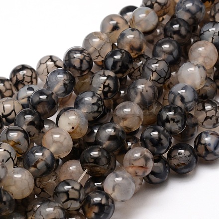 Chapelets de perles rondes en agate naturelle teintée G-E321A-14mm-04-1