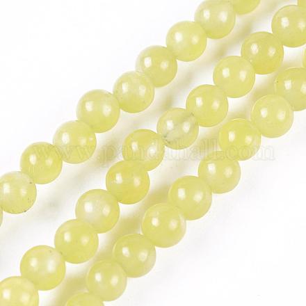Brins de perles rondes en jade olive naturel G-P070-35-3mm-1