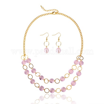 Ensembles de perles de verre rose de bijoux SJEW-PJS332-1