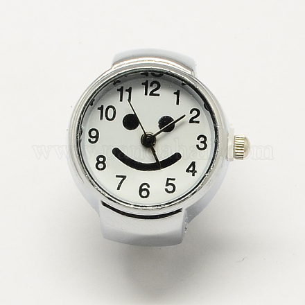 アイアン製ストレッチリングクォーツ時計  ホワイト  18mm  ダイヤル時計：直径22mm  ウオッチフェス：18mm RJEW-R119-11B-1