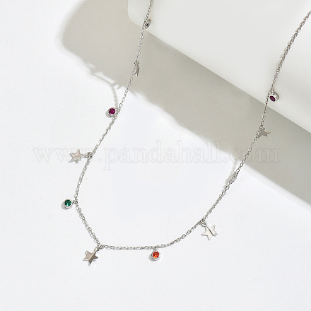 Винтажное серебряное ожерелье S925 со звездой и цирконием для женщин GO9497-2-1