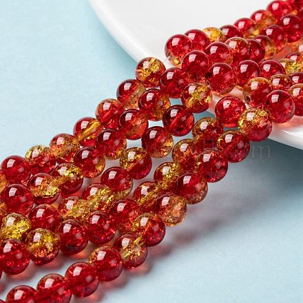 Spray Painted Crackle Glass Beads Strands CCG-Q002-8mm-10-1