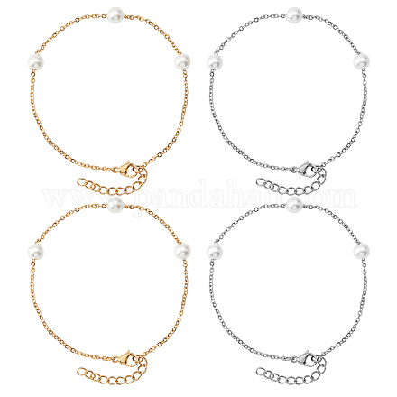 Unicraftale 4 pz 2 colori acrilico perla perline bracciali impostati per le donne della ragazza BJEW-UN0001-21-1