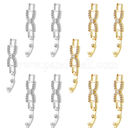 DICOSMETIC 10Pcs 2 Colors Bowknot Rhinestone Foldover Extension Clasp Platinum Gold CZ Fold Over Clasp Watch Band Clasps Cubic Zirconia Watch Band Clasps Bracelets Clasp for Jewelry Making ZIRC-DC0001-09-1