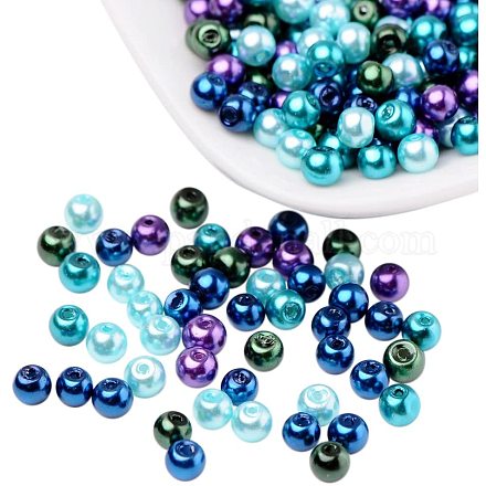 Pandahall 400 pz 4 mm oceano mix perle di vetro perlato perline per orecchino HY-PH0006-6mm-11-1