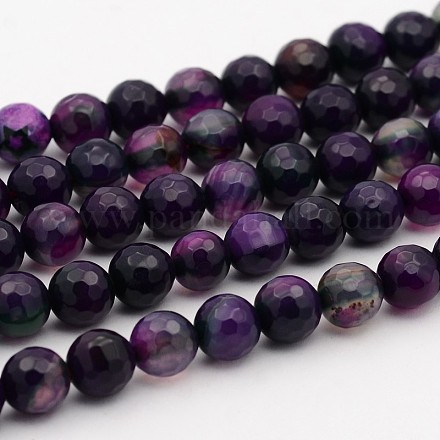 Natural Agate Round Bead Strands G-I136-8mm-04-1